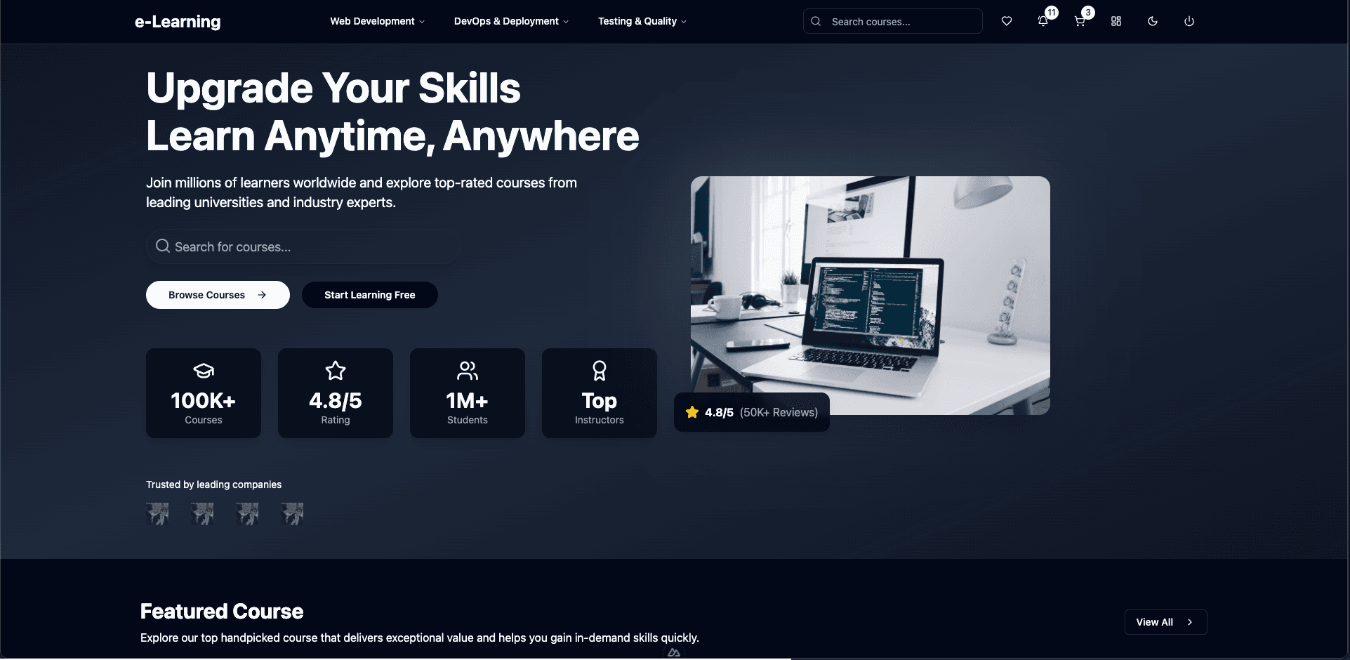 Screenshot of E-Learning Platform