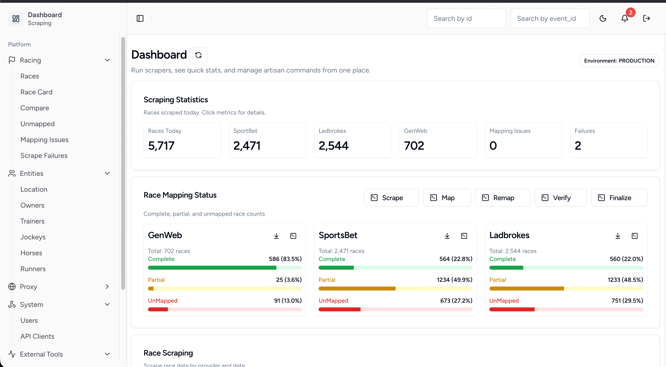 Screenshot of Betting Data Scraper