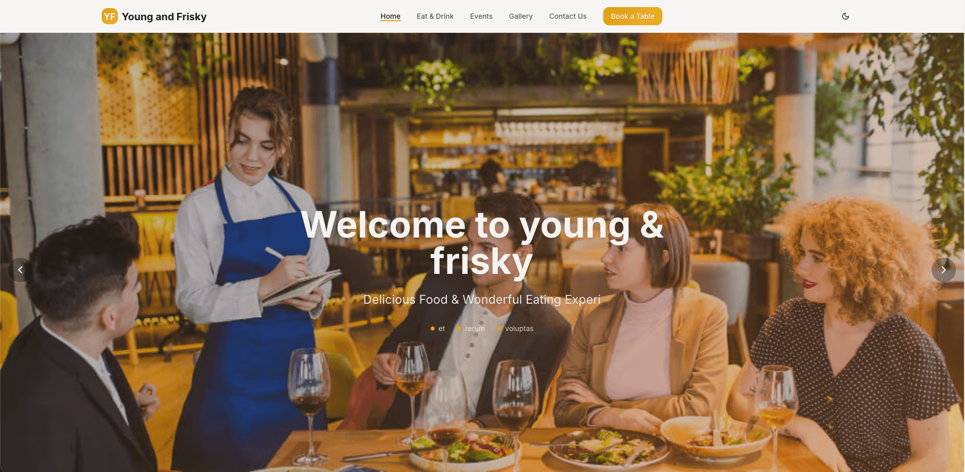 Screenshot of Young & Frisky Restaurant & Bar